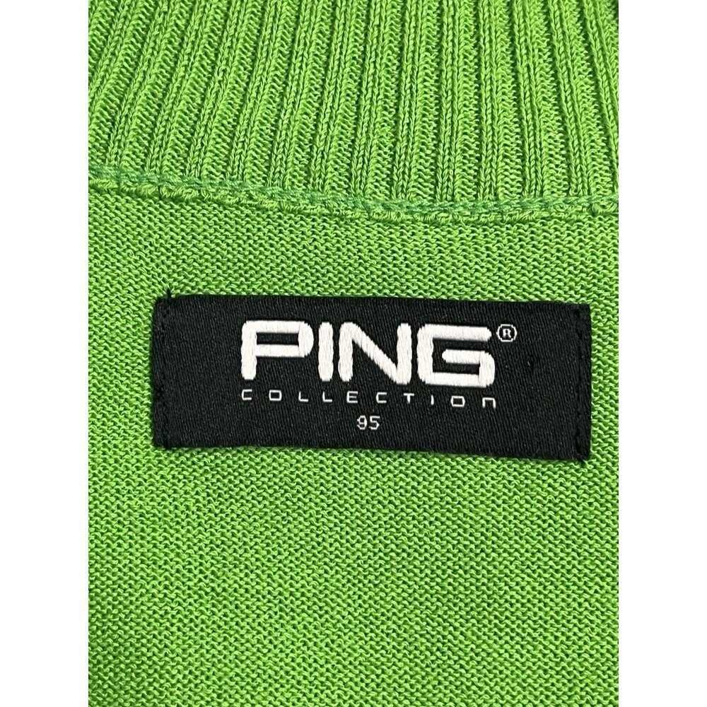 Men’s Size Medium PING Collection Golf Knit Shirt Neon Green Mr Ping Man Logo - Picture 11 of 15